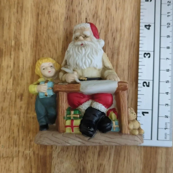Vintage Santa Christmas Tree Ornament with List and Little Boy - Picture 5 of 5